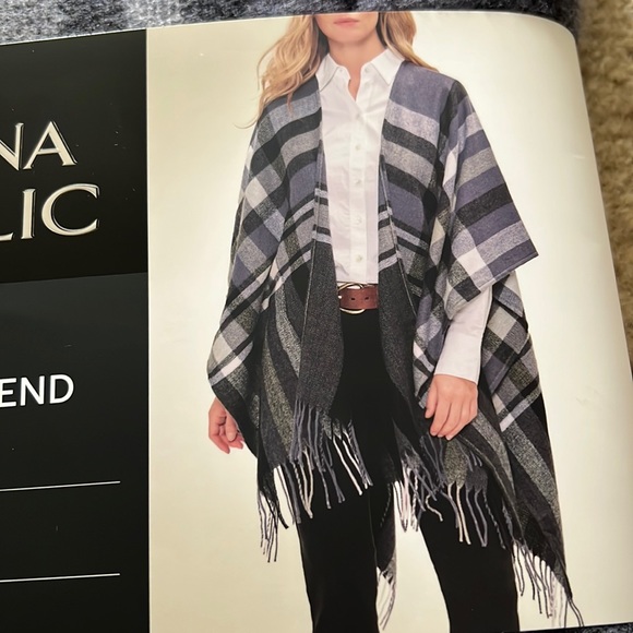 BLUE/GRAY BANANA REPUBLIC CASHMERE BLEND WRAP - Picture 1 of 11